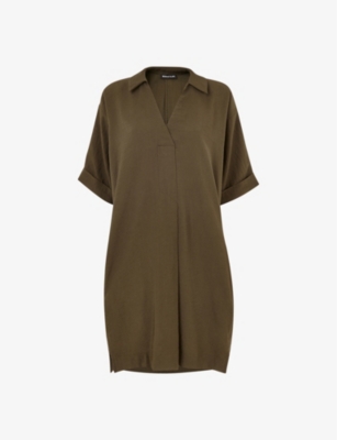 Shop Whistles Women's Khaki/olive Melanie Cocoon-silhouette Woven Mini Dress