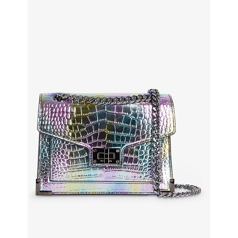 The Kooples Emily Iridescent-leather Chain Bag In Multicolore/black