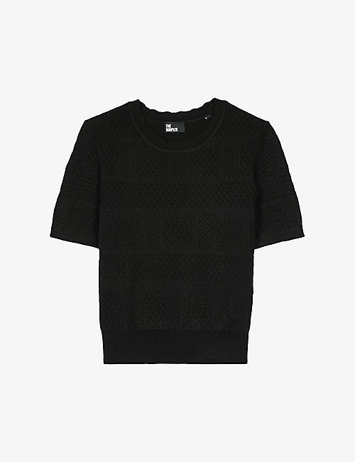 THE KOOPLES: Scalloped-trim slim-fit cropped knitted jumper