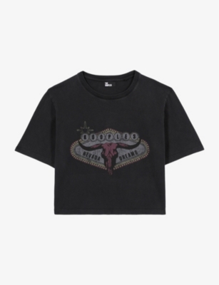 THE KOOPLES: Graphic-print cropped cotton T-shirt