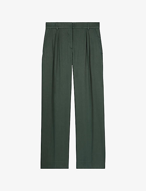 THE KOOPLES: Pleated straight-leg mid-rise stretch woven trousers