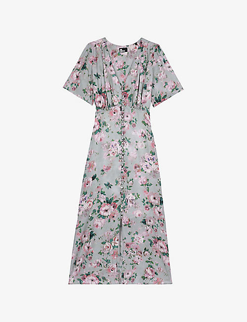 THE KOOPLES: Floral-print V-neck woven midi dress