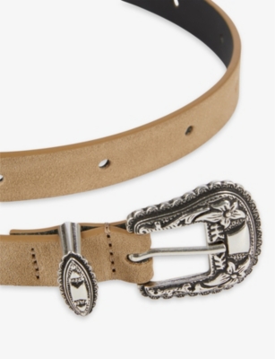 Shop The Kooples Women's Camel / Brown Western-buckle Faux-leather Belt