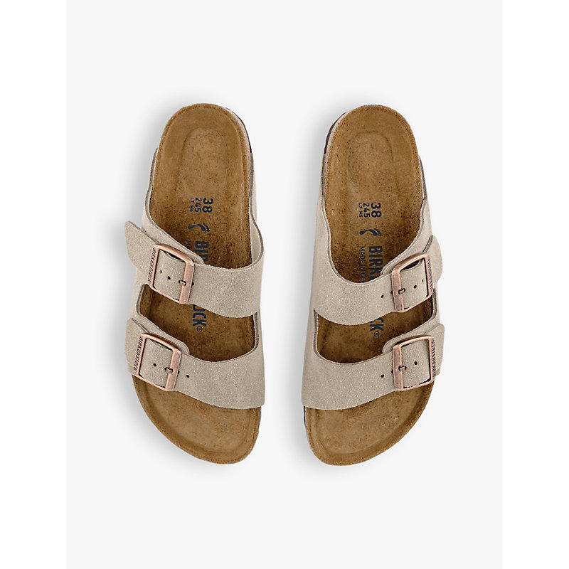 Shop Birkenstock Arizona Double-strap Suede Sandals In Suede Taupe