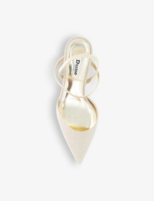 Dune Womens Gold-synthetic Classical Metallic Woven Slingback Courts In Gold-synthetic