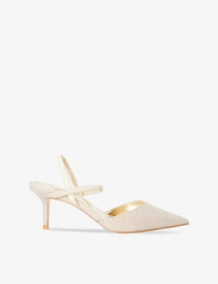 Shop Dune Women's Gold-synthetic Classical Metallic Woven Slingback Courts