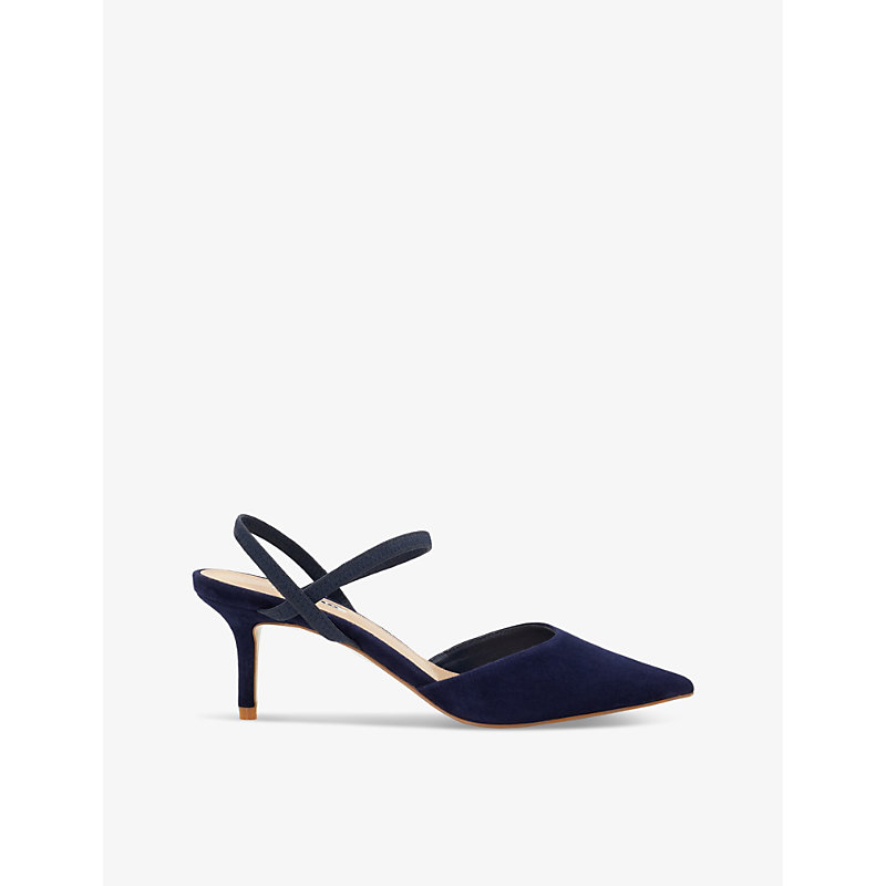 Shop Dune Women's Navy-suede Classical Suede Slingback Courts