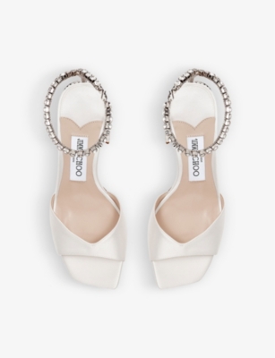 Saeda 85 crystal-embellished satin heeled sandals