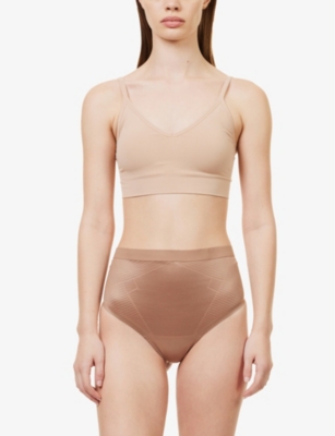 Spanx Womens Cafe Au Lait Thinstincts 2.0 High-rise Stretch-woven Thong In Cafe Au Lait