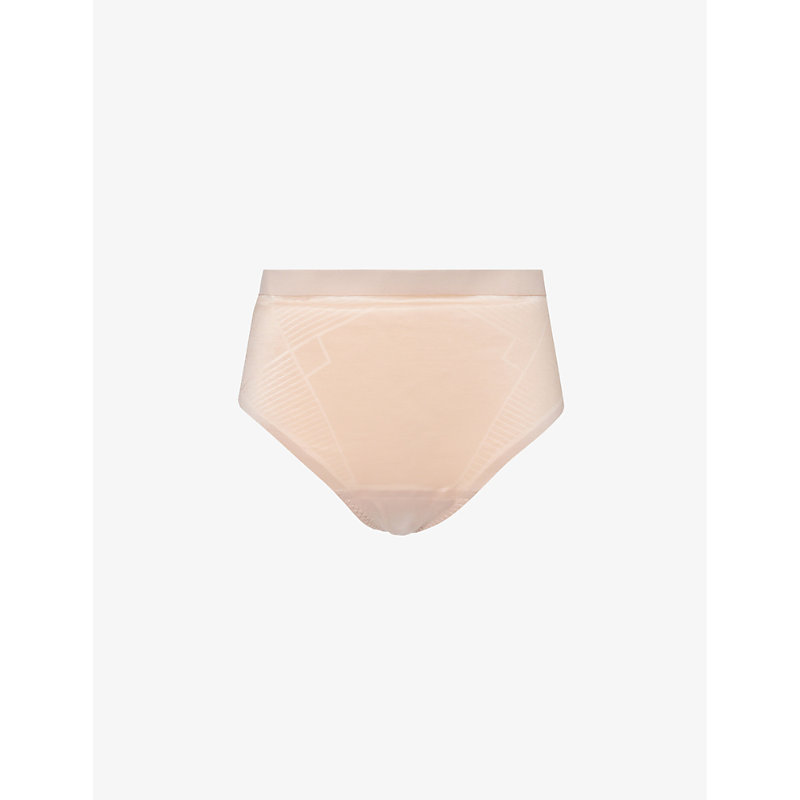 Shop Spanx Thinstincts 2.0 High-rise Stretch-woven Thong In Champagne Beige