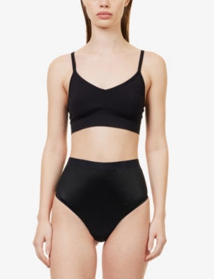 Spanx Womens Very Black Thinstincts 2.0 High-rise Stretch-woven Thong In Very Black