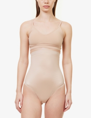 Spanx Womens Champagne Beige Thinstincts 2.0 High-rise Stretch-woven Thong In Champagne Beige