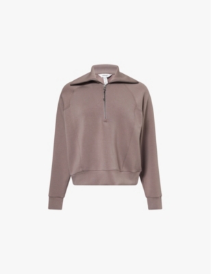 Spanx Womens Air Essentials Half-zip Stretch-jersey Sweatshirt Smoke Xs