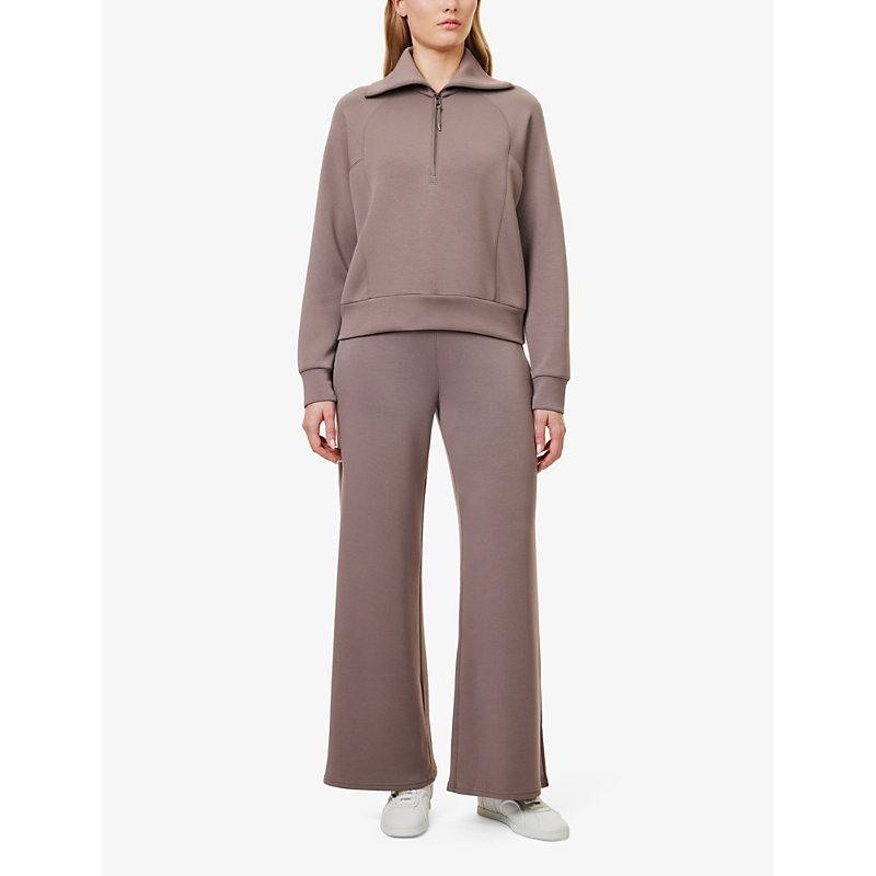 Shop Spanx Active Women's Smoke Air Essentials Half-zip Stretch-jersey Sweatshirt