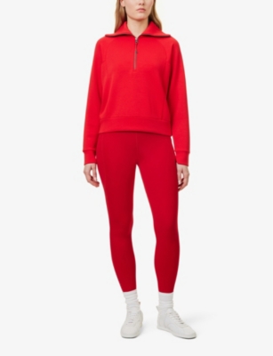 Shop Spanx Active Women's  Red Air Essentials Half-zip Stretch-jersey Sweatshirt