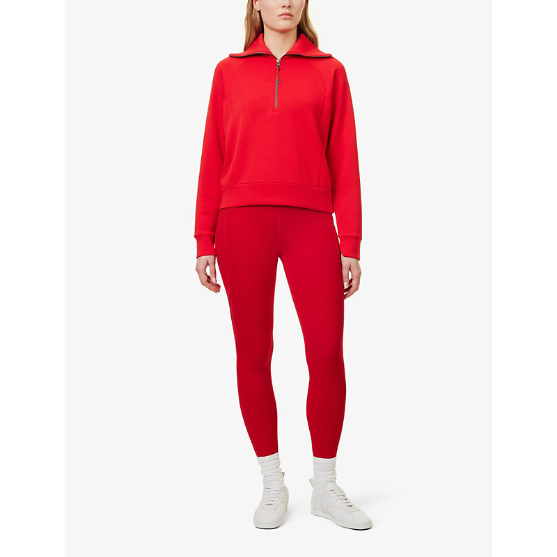 Shop Spanx Air Essentials Half-zip Stretch-jersey In  Red