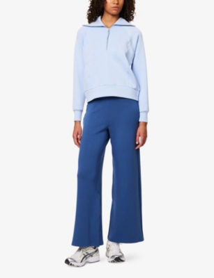 Spanx Womens  Active Air Essentials Wide-leg High-rise Stretch-woven Jogging Bottoms In Blue