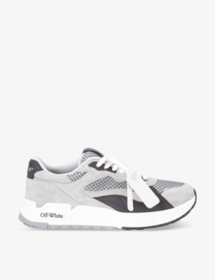 Shop Off-white C/o Virgil Abloh Men's Grey Mixed Kick Off Tag-embellished Leather Low-top Trainers