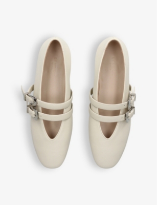 Shop Le Monde Beryl Women's White Claudia Double-strap Leather Flats