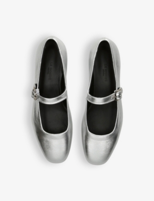 Shop Le Monde Beryl Women's Silver Mary Jane Round-toe Metallic-leather Flats