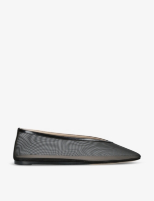 Shop Le Monde Beryl Womens Black Luna Pointed-vamp Mesh Ballet Flats