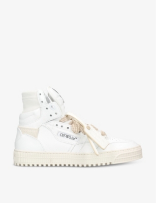 Shop Off-white C/o Virgil Abloh Men's White Off-court 3.0 Brand-tag Leather High-top Trainers