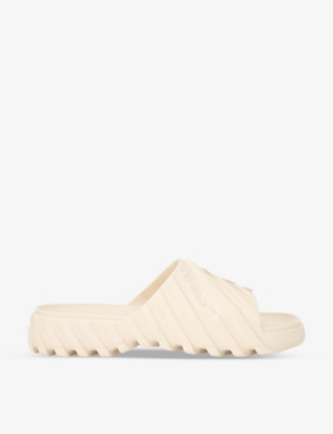 OFF-WHITE C/O VIRGIL ABLOH: Logo-embossed diagonal rubber sliders