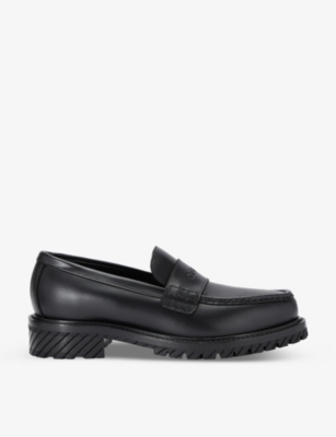 Off-white Military Platform Leather Loafers In Black