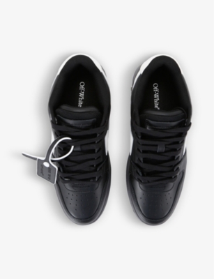 Shop Off-white Mens Black Out Of Office Logo-embroidered Leather Low-top Trainers