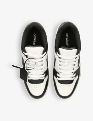 Shop Off-white C/o Virgil Abloh Mens Blk/white Out Of Office Logo-embroidered Leather Low-top Trainers