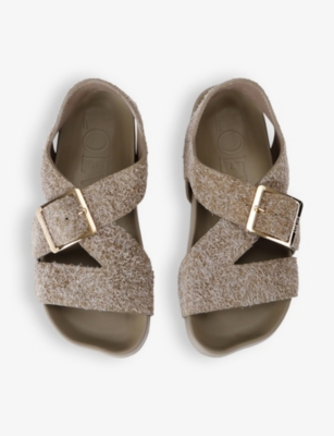 LOEWE: Ease buckle-embellished suede sandals
