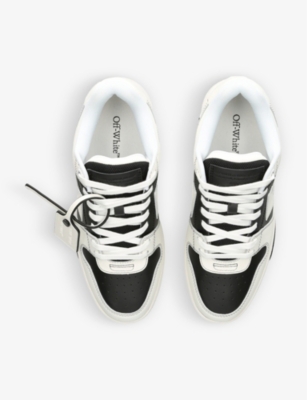 Shop Off-white C/o Virgil Abloh Men's White/blk Out Of Office Logo-embroidered Leather Low-top Trainers