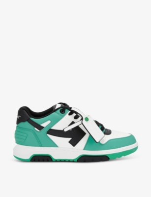 OFF-WHITE C/O VIRGIL ABLOH: Out Of Office logo-embroidered leather low-top trainers