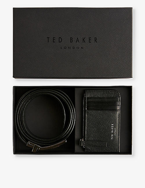 TED BAKER: Santel bovine-leather cardholder and belt set