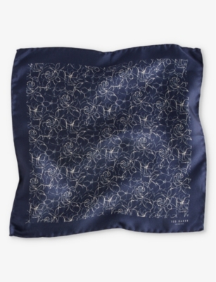 TED BAKER: Line floral-print silk pocket square