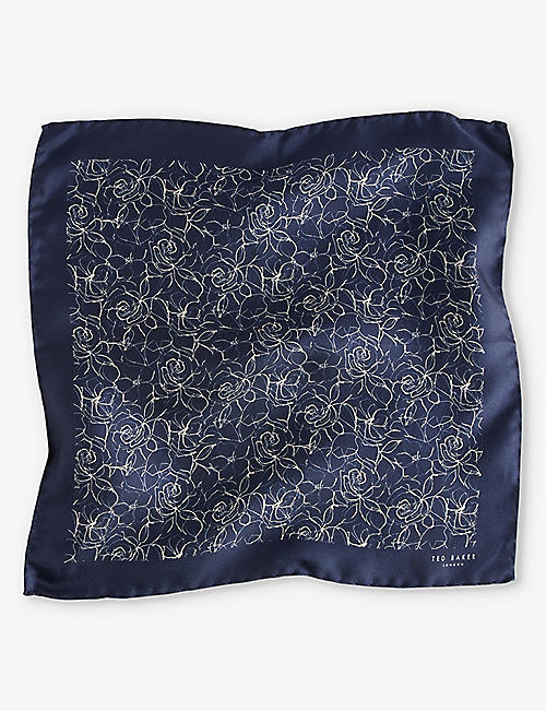 TED BAKER: Line floral-print silk pocket square