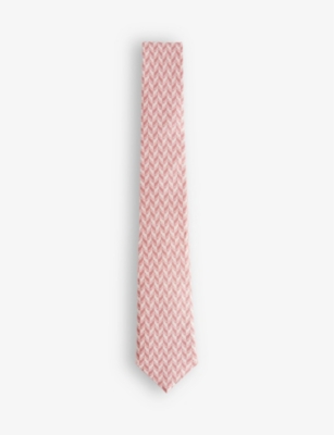 Shop Ted Baker Men's Pink Lacebt Geometric-print Silk Tie