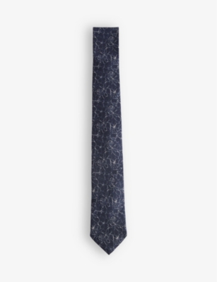 TED BAKER: Line floral-pattern silk tie