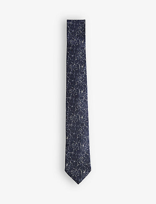 TED BAKER: Line floral-pattern silk tie