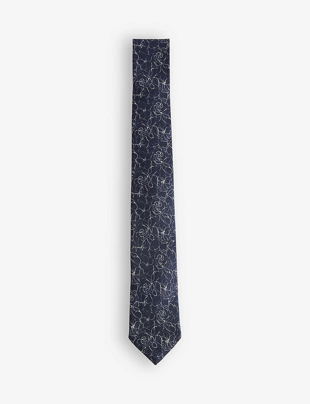 Shop Ted Baker Men's Navy Line Floral-pattern Silk Tie