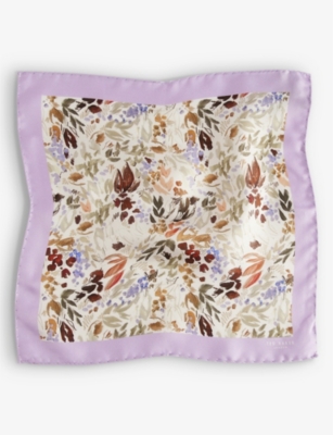 TED BAKER: Floral-print silk pocket square