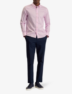 Shop Ted Baker Men's Lt-pink Allardo Long-sleeve Regular-fit Cotton Shirt