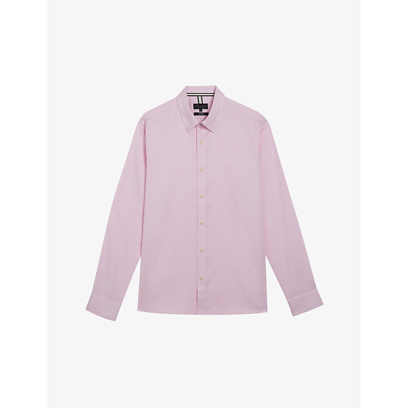 Ted Baker Mens Lt-pink Allardo Long-sleeve Regular-fit Cotton Shirt