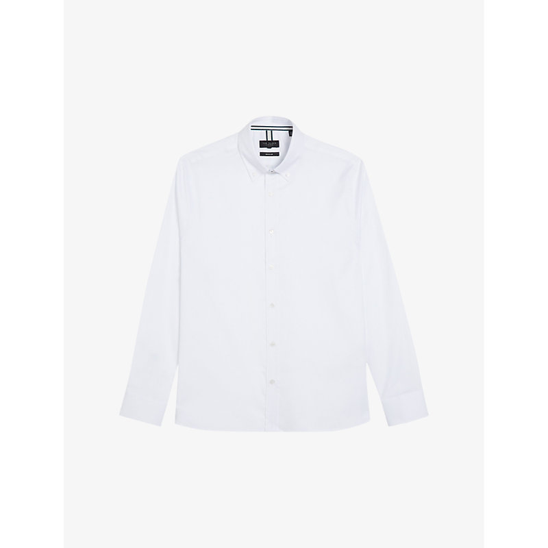 Ted Baker Mens White Allardo Long-sleeve Regular-fit Cotton Shirt