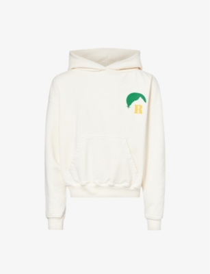 Shop Rhude Men's Vintage White Moonlight Graphic-print Relaxed-fit Cotton-jersey Hoody