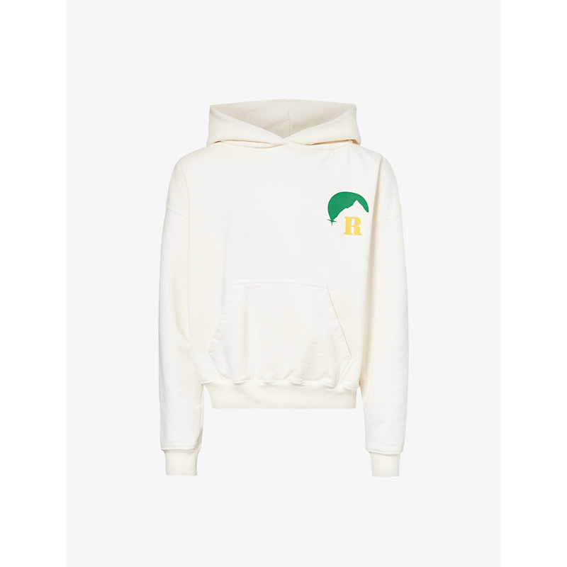 Shop Rhude Moonlight Graphic-print Relaxed-fit Cotton-jersey Hoody In Vintage White