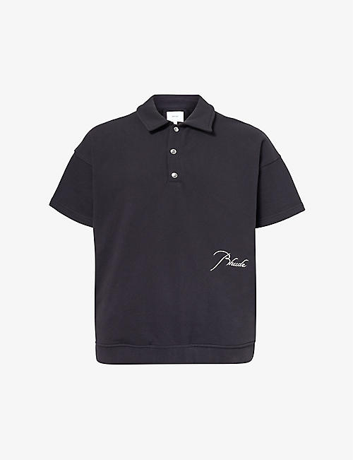 RHUDE: Logo-embroidered relaxed-fit cotton-piqué polo shirt