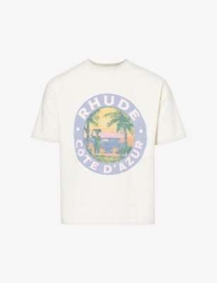 RHUDE: Côte d'Azur logo-print cotton-jersey T-shirt