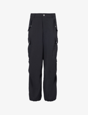 Shop Rhude Men's Black Seer Relaxed-fit Wide-leg Woven Trousers