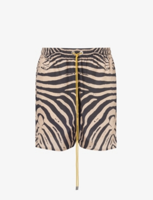 RHUDE: Zebra stripe-pattern silk shorts